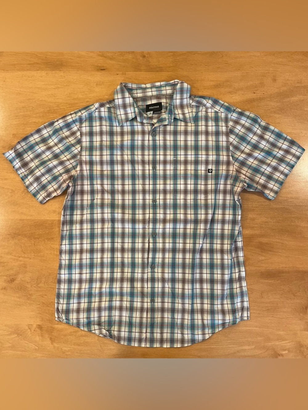 Marmot short-sleeved button-up plaid shirt